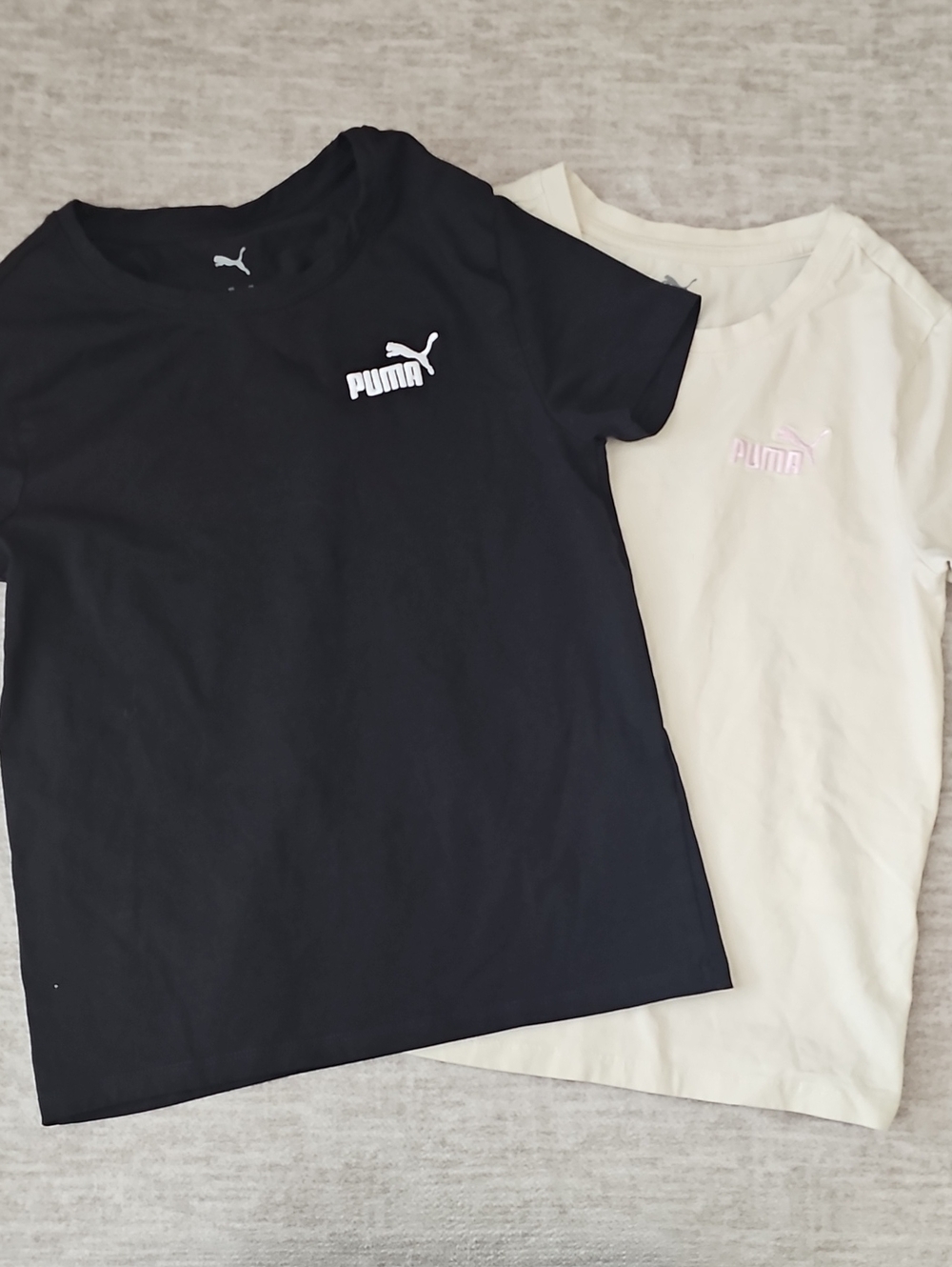 Puma Kids Short Sleeve Logo Tees in Black and Cream
